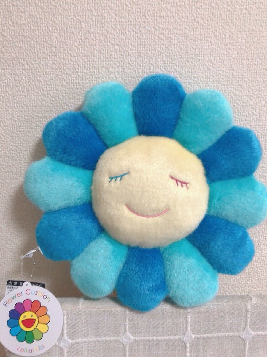 新品♪村上隆 フラワー お花 カイカイキキ ライトブルークッション