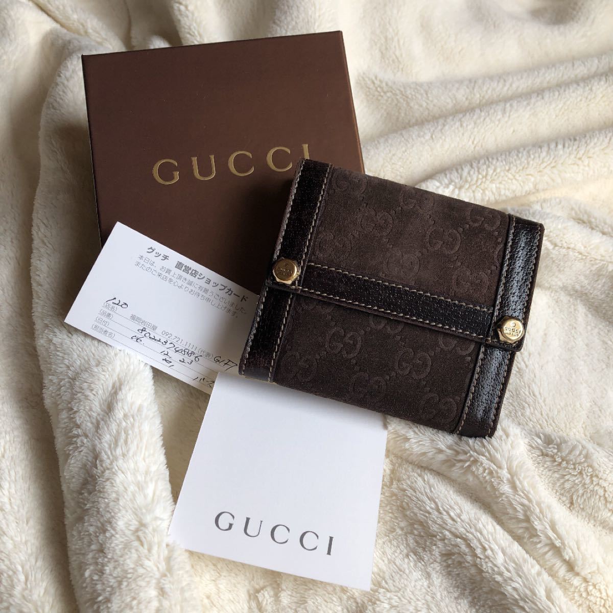 GUCCI グッチ　二つ折り財布　スエード　レザー