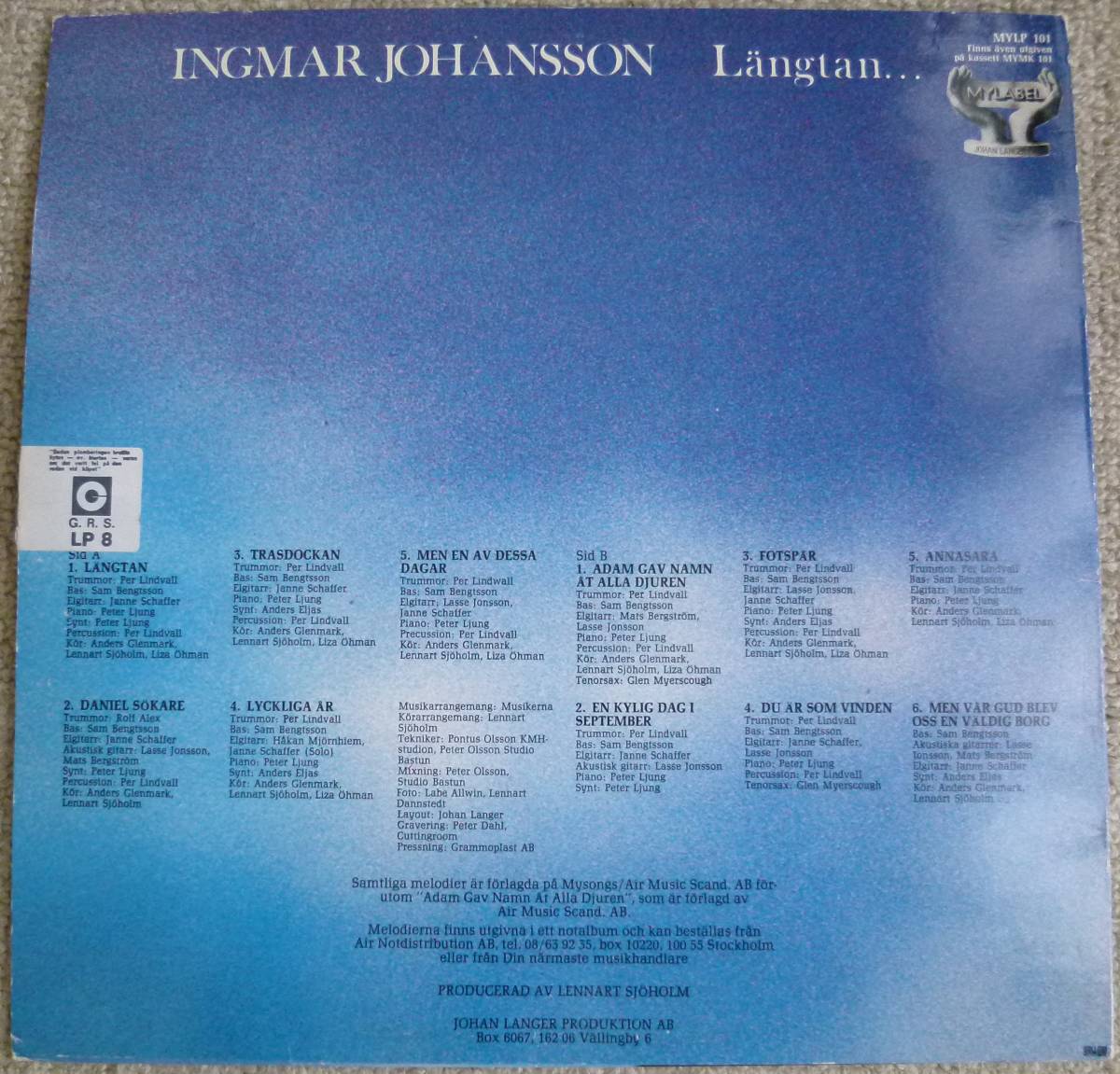Ingmar Johansson『Lngtan...』LP AOR Soft Rock ソフトロック_画像2