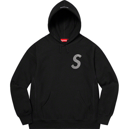 【オンライン購入】Supreme S Logo Hooded Sweatshirt SWAROVSKI シュプリーム BLACK パーカー Ｌサイズ ステッカー添付【新品未使用】