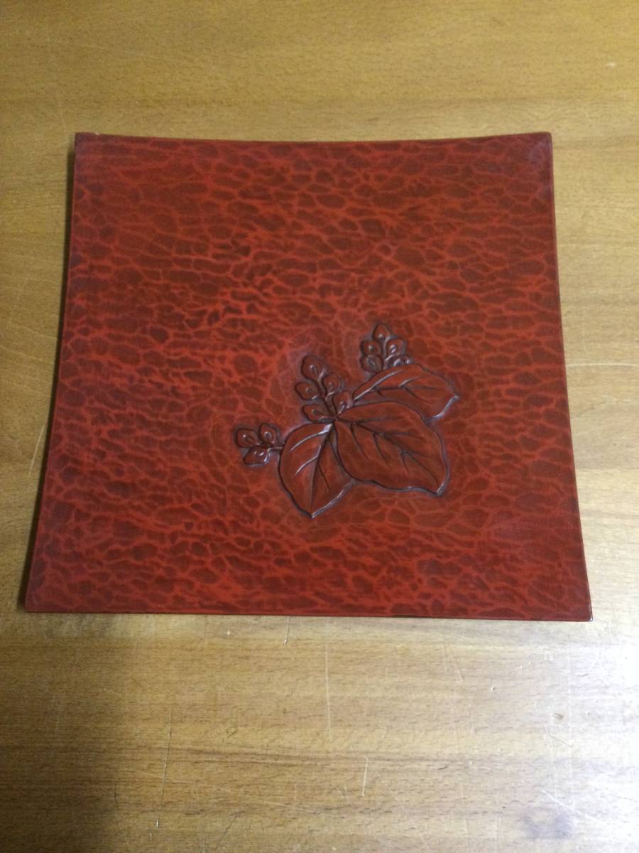 お盆 鎌倉彫 四角 古物
