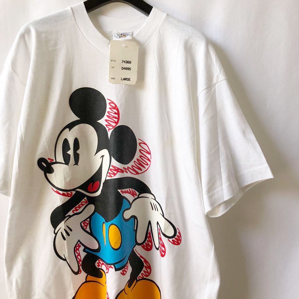 青パン! NOS! 90s MICKEY MOUSE Tシャツ L USA製 ビンテージ 90年代 ミッキーマウス ミッキー Disney ディズニー オリジナル ヴィンテージ_画像1