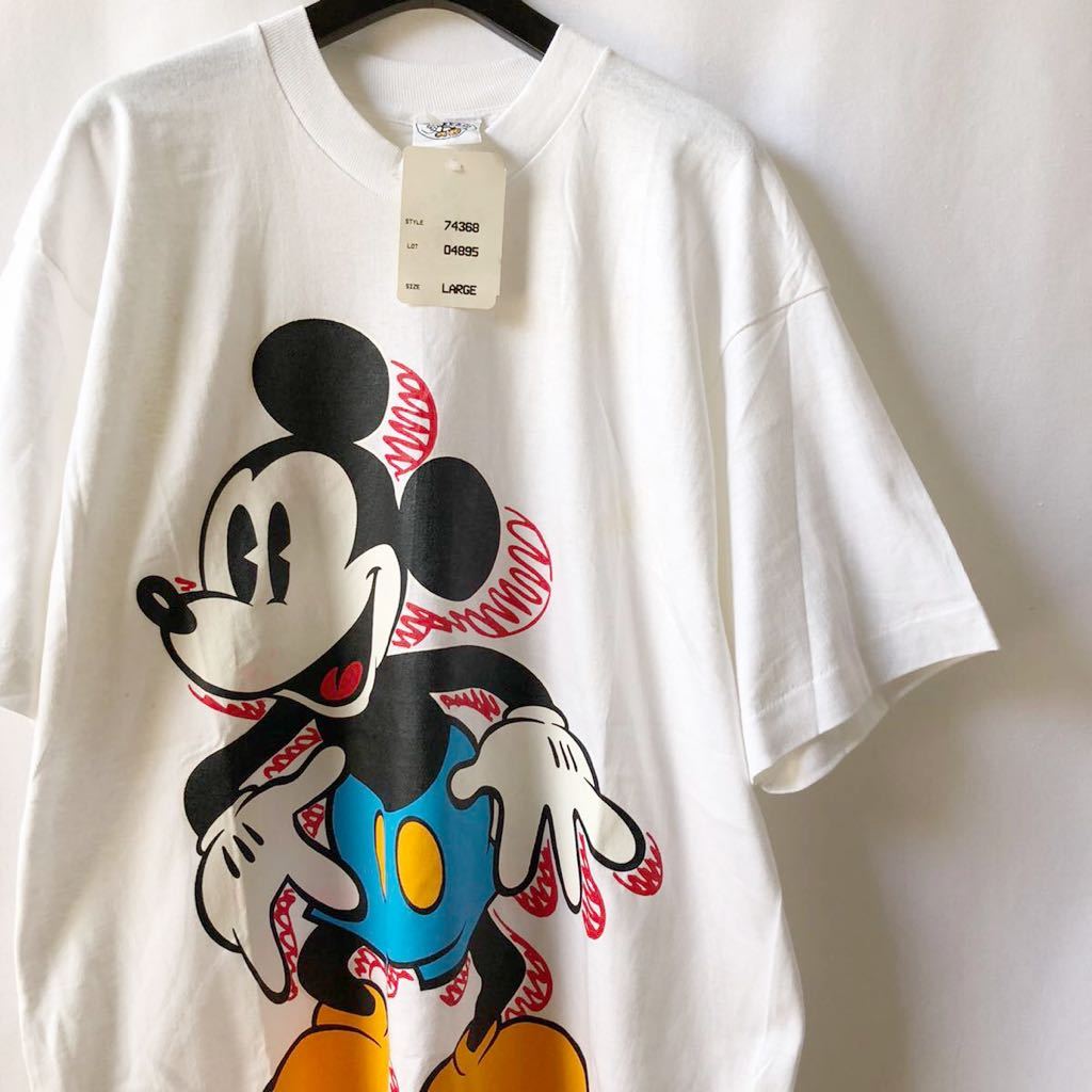 青パン! NOS! 90s MICKEY MOUSE Tシャツ L USA製 ビンテージ 90年代