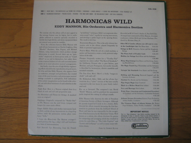 Eddy Manson HARMONICAS WILD CAL-528　1959年盤_画像2