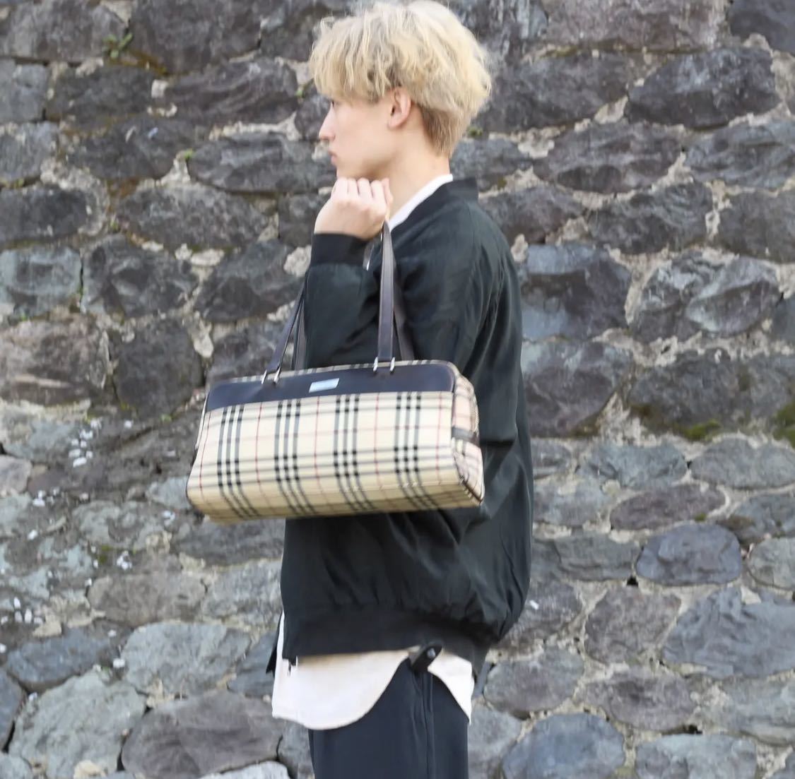 BURBERRY CHECK PATTERNED BOSTON BAG/バーバリーチェック柄ボストンバッグ