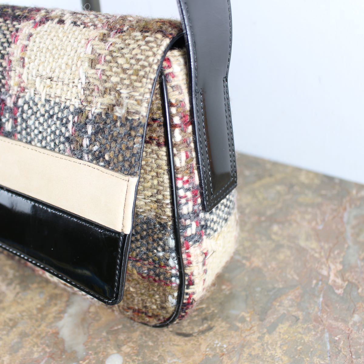 BURBERRY CHECK PATTERNED SEMI SHOULDER BAG/バーバリーチェック