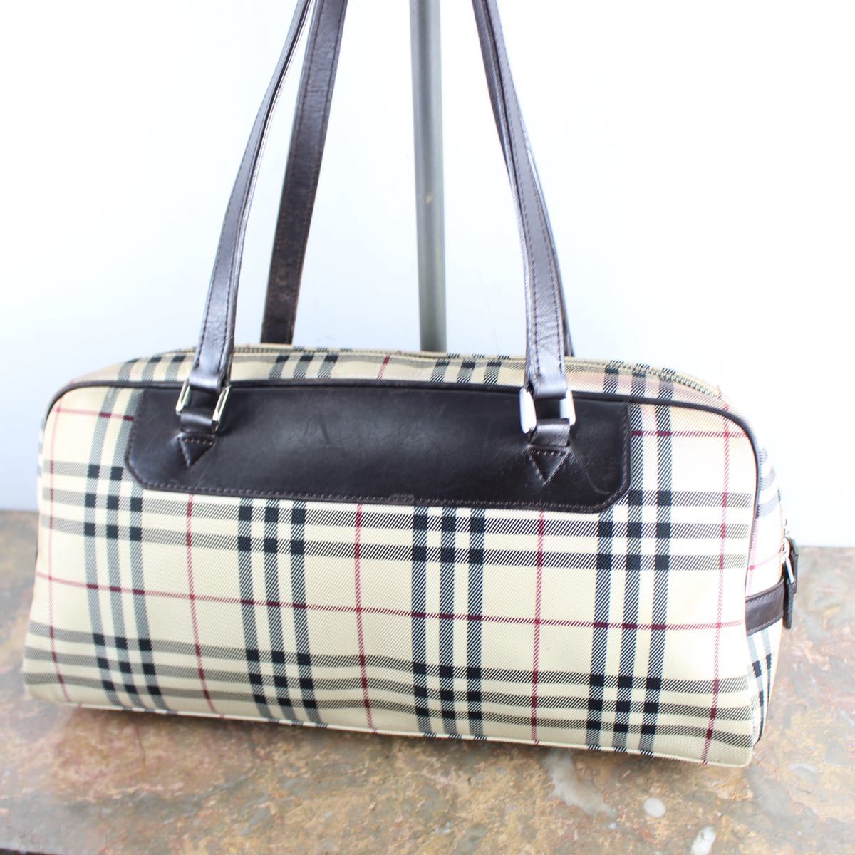 BURBERRY CHECK PATTERNED BOSTON BAG/バーバリーチェック柄ボストンバッグ