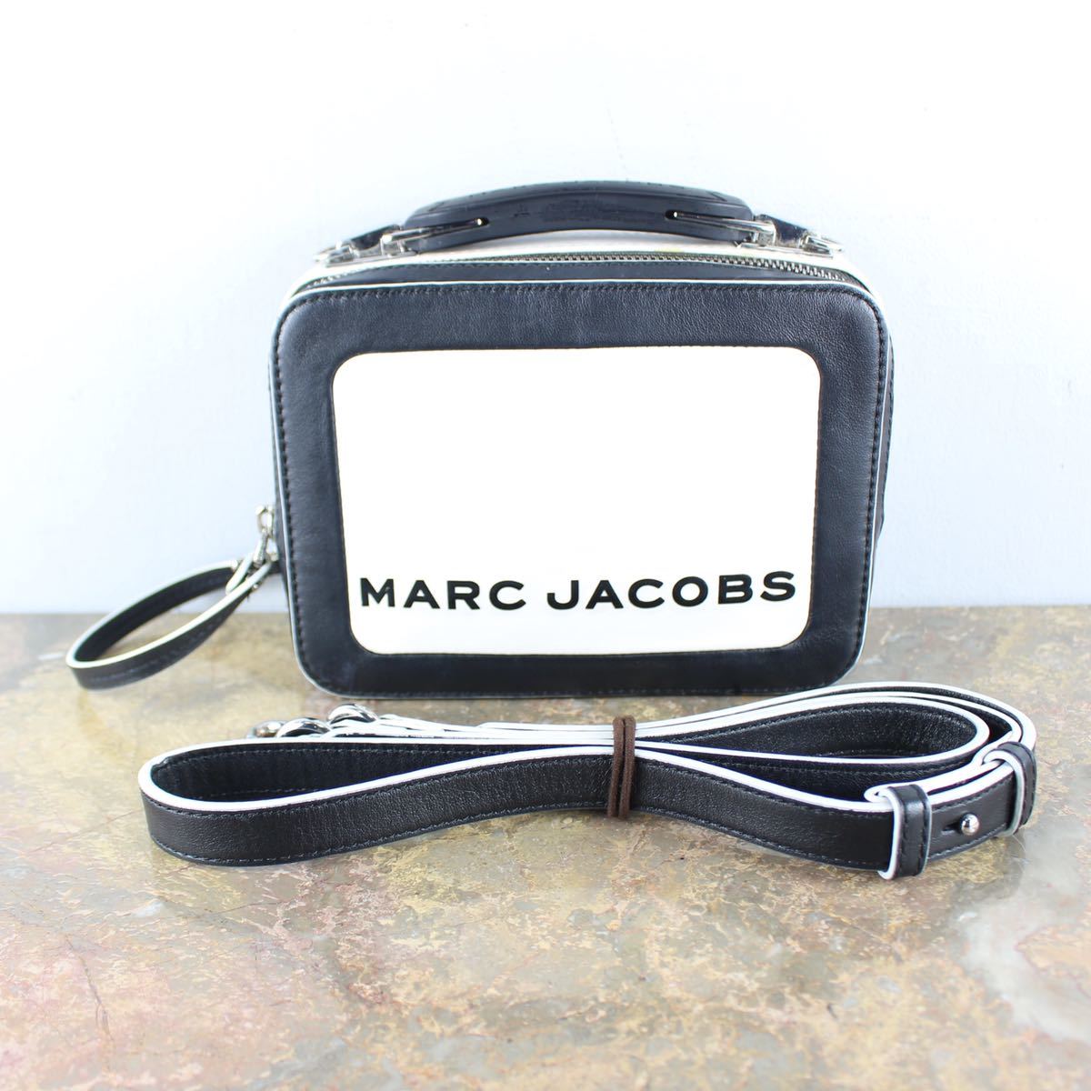 MARC JACOBS THE BOX LOGO LEATHER 2WAY SHOULDER BAG MADE IN PHILIPPINES/マークジェイコブスザボックスロゴレザー2wayショルダーバッグ_画像1