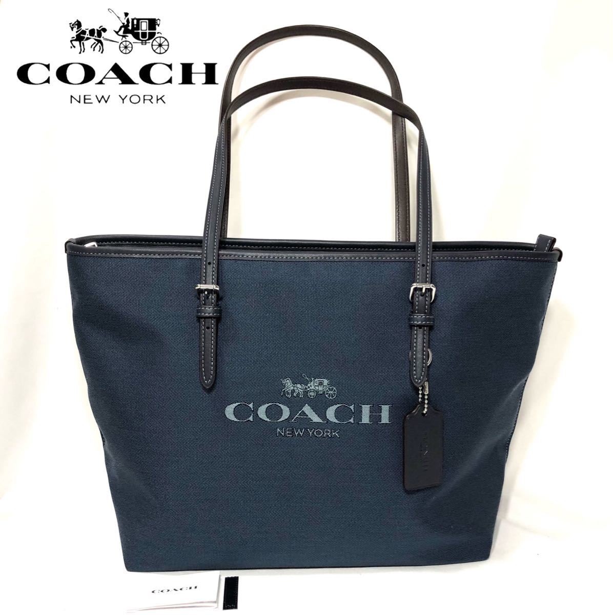 【新品】COACH コーチ トートバッグ シティ ジップ トート シルバー デニム ブルー 6528_画像1