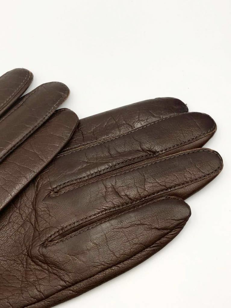 バーバリー　手袋 ダークブラウン 未使用品 レザー レディース メンズ BURBERRY レザーグローブ 革手袋