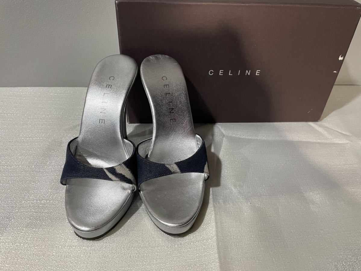 美品セリーヌceline サンダルミュールヒールレディース36（23.5cm）_画像1