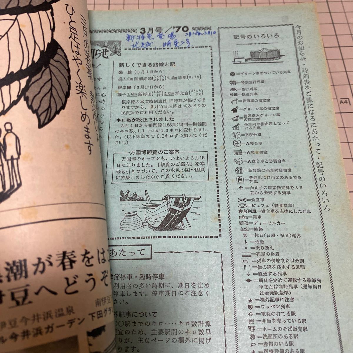 気質アップ 交通公社の時刻表 3月号 1970(昭和45)年 時刻表