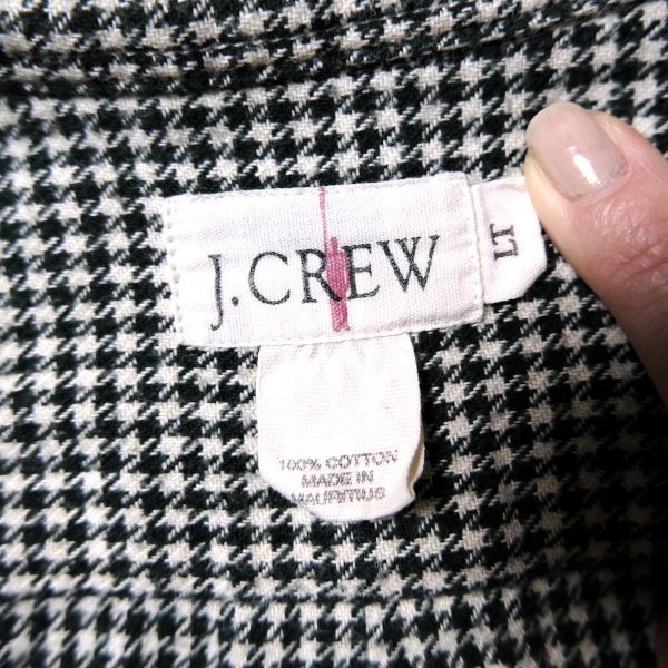 90's Jクルー J.CREW 千鳥格子 フランネルシャツ緑×白系 (L TALL) チェック コットン ボタンダウン ネルシャツ 90年代 旧タグ オールド_画像9