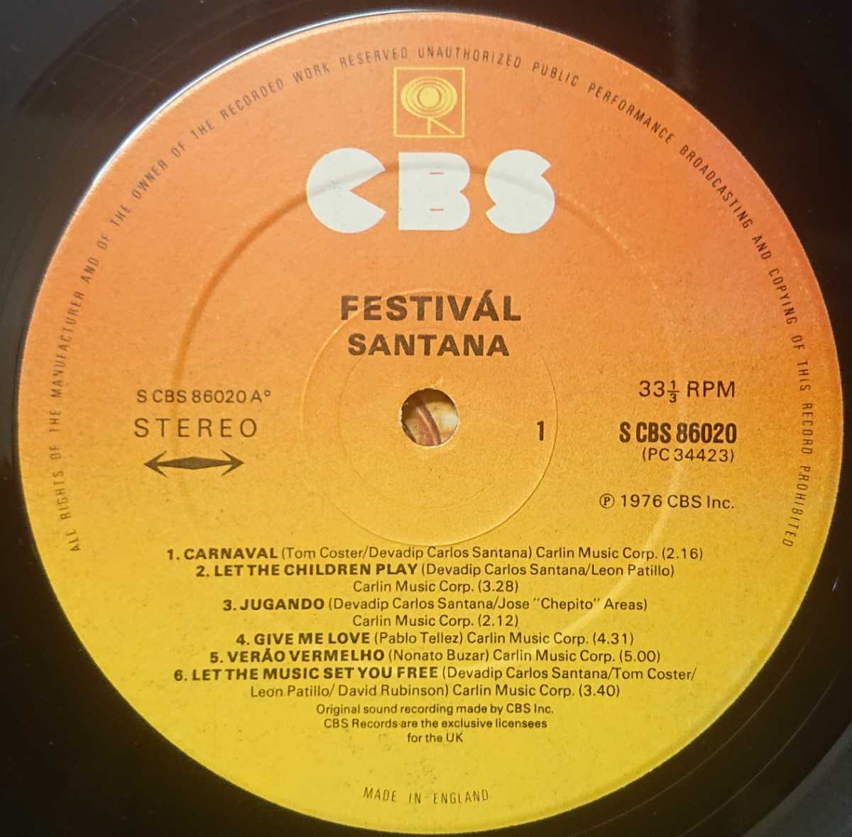 ☆特選☆SANTANA/FESTIVAL'1976UK CBS_画像4