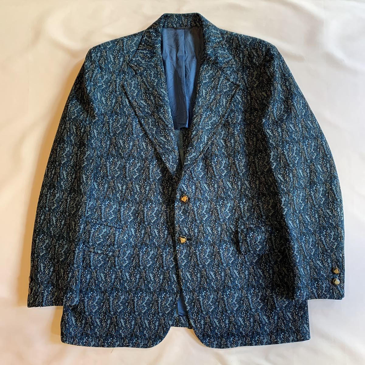 ~70s PRINTED TAILORED JACKET Vintage Vintage tailored jacket общий рисунок Ame тигр традиции 60s бесплатная доставка BATIKbatik