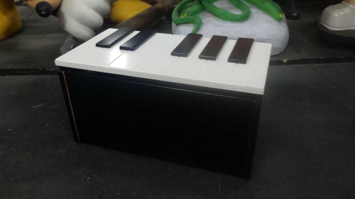 ロックンロールロカビリースタイル木製ピアノ鍵盤デザインスツール収納ボックス_画像1