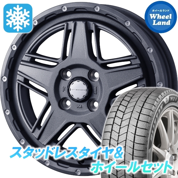 スタッドレスセット タント カスタム L370系 ブリザック WZ-1 155/65R14 75Q マッドヴァンス 07 GRY