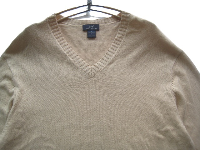 極上!!ブルックスブラザーズ Brooks Brothers*美シルエット Vネック コットンニットセーター L ベージュ_画像2