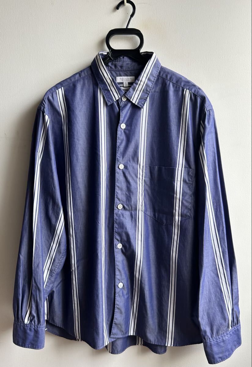 【格安】BEAUTY&YOUTH UNITED ARROWS シャツ メンズ L ストライプ ネイビー 紺 ホワイト 白 ビューティー&ユース ユナイテッド アローズ _画像2