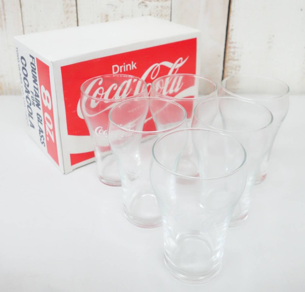 レトロコレクション　当時物　＊コカコーラ 　Coca-Cola＊8OZ FOUNTAIN GLASS ファウンテングラス ＊1/2DOS 　6個セット＊ 東洋ガラス製　_画像1