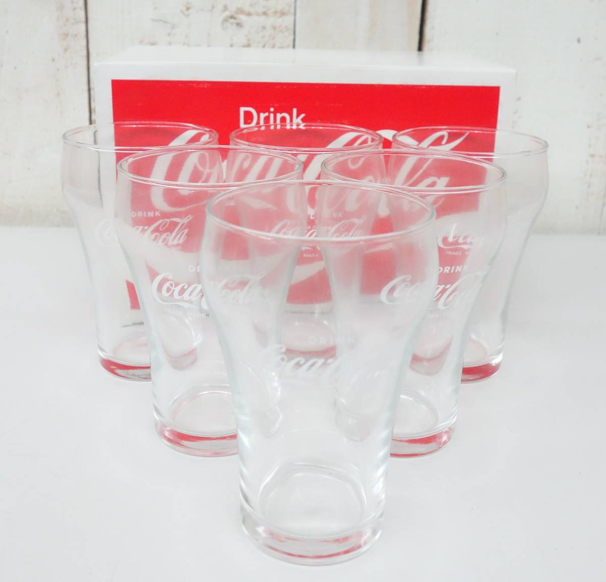 レトロコレクション　当時物 ＊Coca-Cola　コカコーラ ＊8OZ FOUNTAIN GLASS ファウンテングラス ＊1/2DOS 6個セット＊ 東洋ガラス製　_画像1