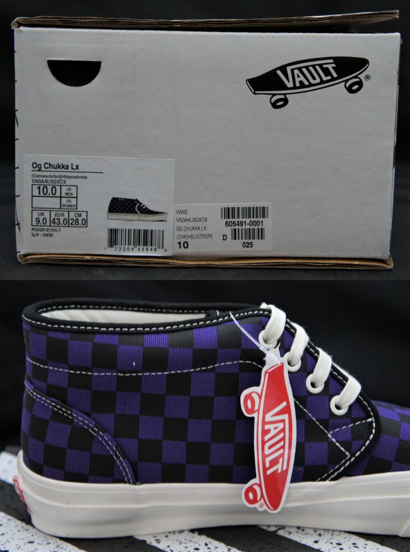 SALE！【新品】US10 28cm VANS VAULT バンズ ボルト OG CHUKKA LX チャッカ HELIOTROPE/MARSHMALLOW ブラック/パープル チェッカー_画像10