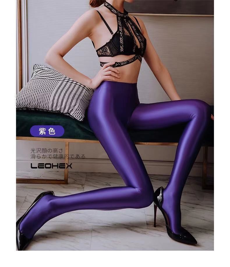 LEOHEX 純正品  ストッキング　セクシー   光沢  美脚　紫色