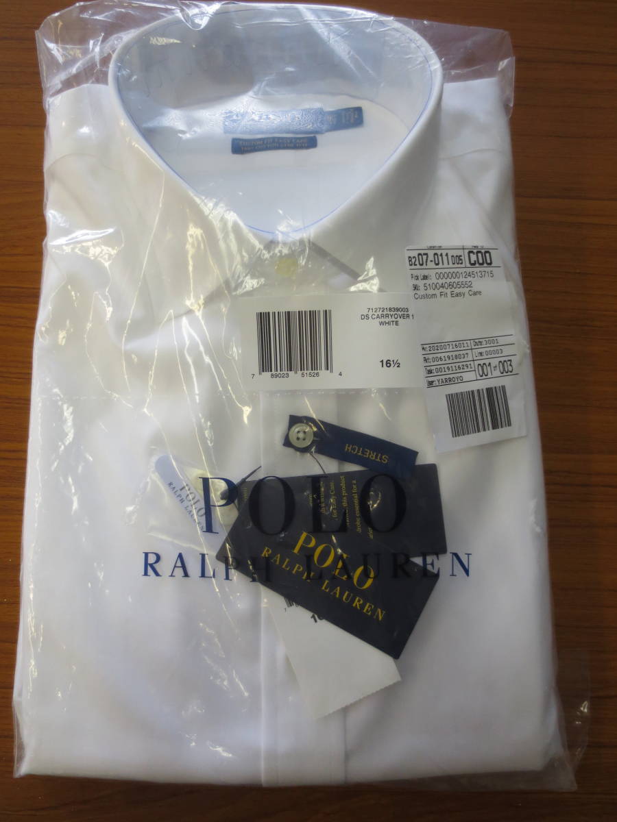 新しいエルメス 新品 ポロ・ラルフローレン ノンアイロン ドレスシャツ 16 1/2 42㎝ スプレッドカラー Lサイズ