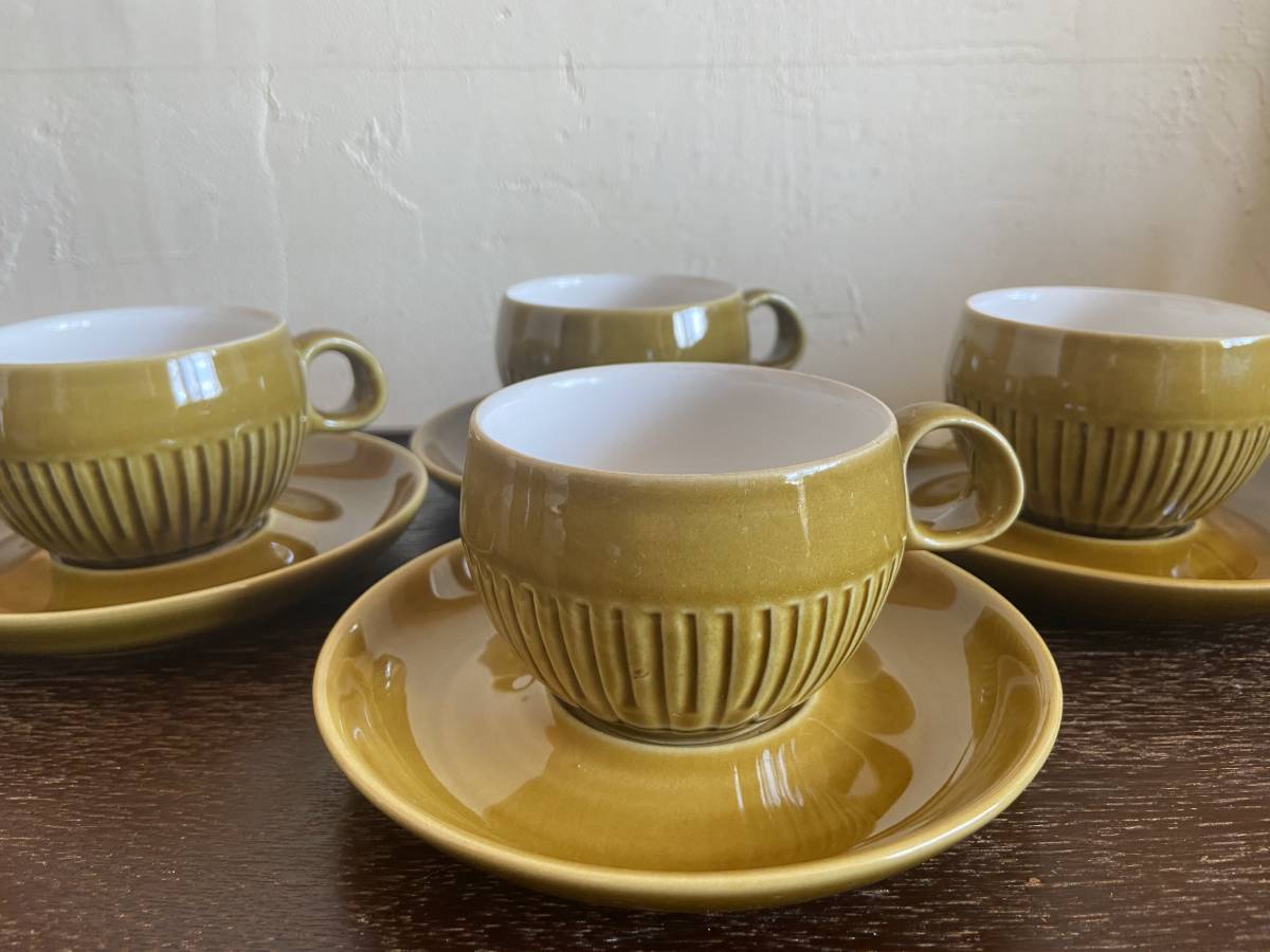 イギリス　DENBY・ラングレー社　パトリシアン　カップ＆ソーサー　４客セット/172-５_画像1