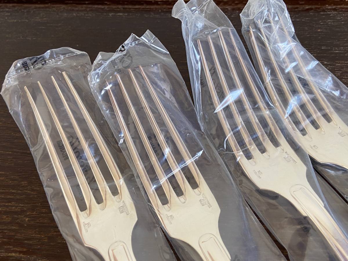  unused goods * Chris to full veru rhinoceros yu original silver plating made table Fork 4 pcs set 20.5cm/Christofle/450