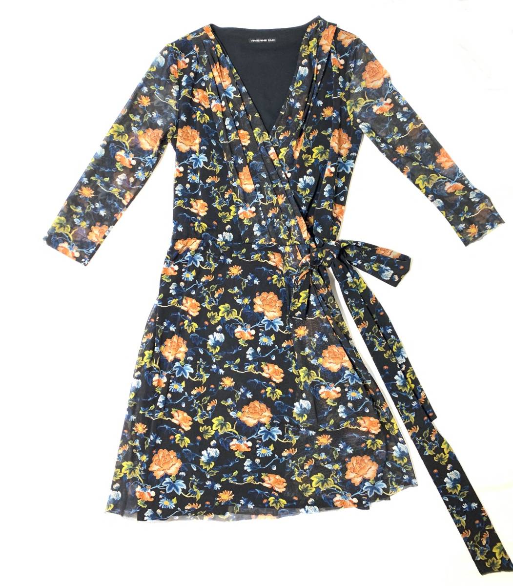 魅力的な vivienne tam ガウン ワンピース 花柄 パワーネット メッシュ