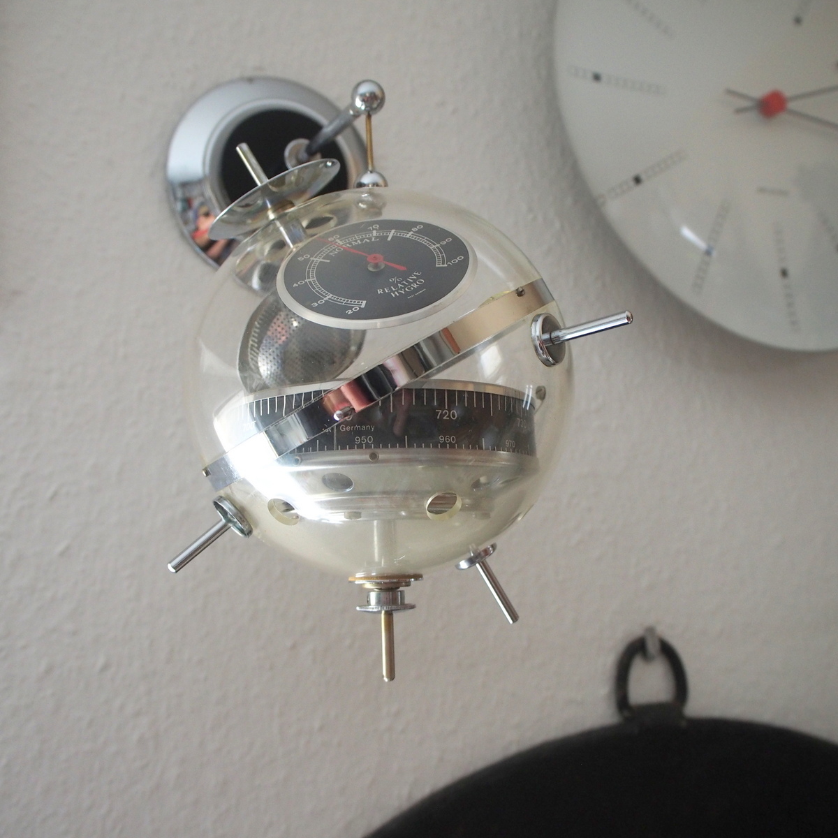 ドイツ ヴィンテージ sputnik スプートニク ウェザーステーション シルバー シャビー 工業系バウハウス小物 古道具スペースエイジ店舗什器_画像1