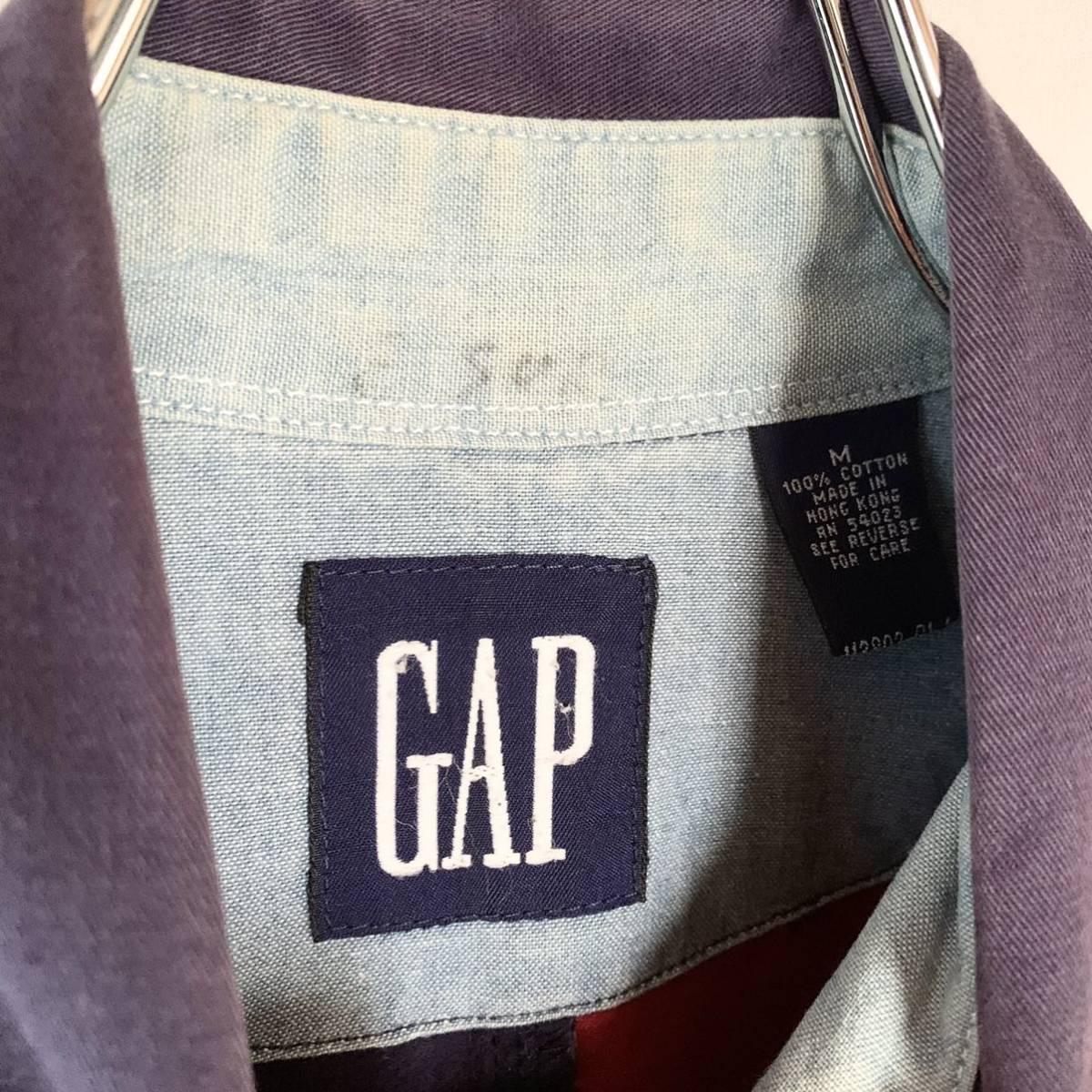 90s OLD GAP オールド ギャップ ボタンダウン 切り替えし クレイジーパターン コットン 長袖シャツ M レア 希少 ヴィンテージ OLD_画像3