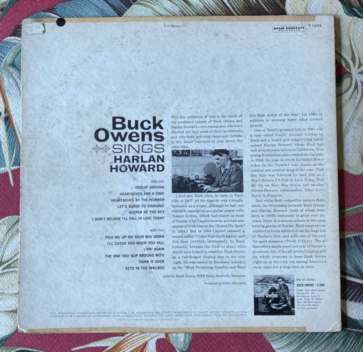 Buck Owens 1961 US Press LP Buck Owens Sings Harlan Howard_画像2