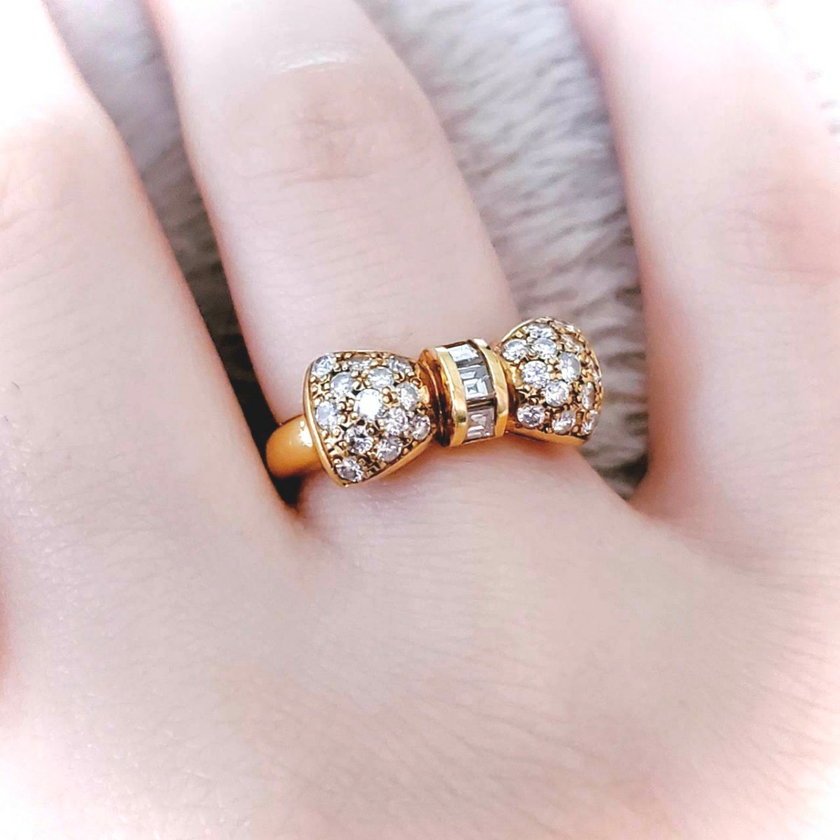 K18 ダイヤ 0.70ct リボン リング 18K 18金 750 可愛い | contifarma.pe