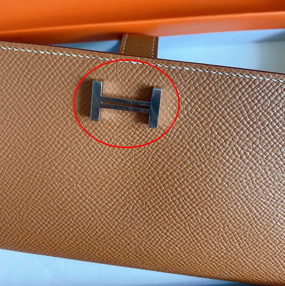 Hermes エルメス ベアンスフレ 二つ折り長財布 エプソンレザー ブラウン シルバー金具 X刻印