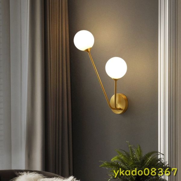 OL125：北欧　LED　ウォールランプ　ベッドルーム　ベッドサイド　メタルゴールデンライト　真鍮　2ヘッド　廊下　ブラケット　照明_画像4