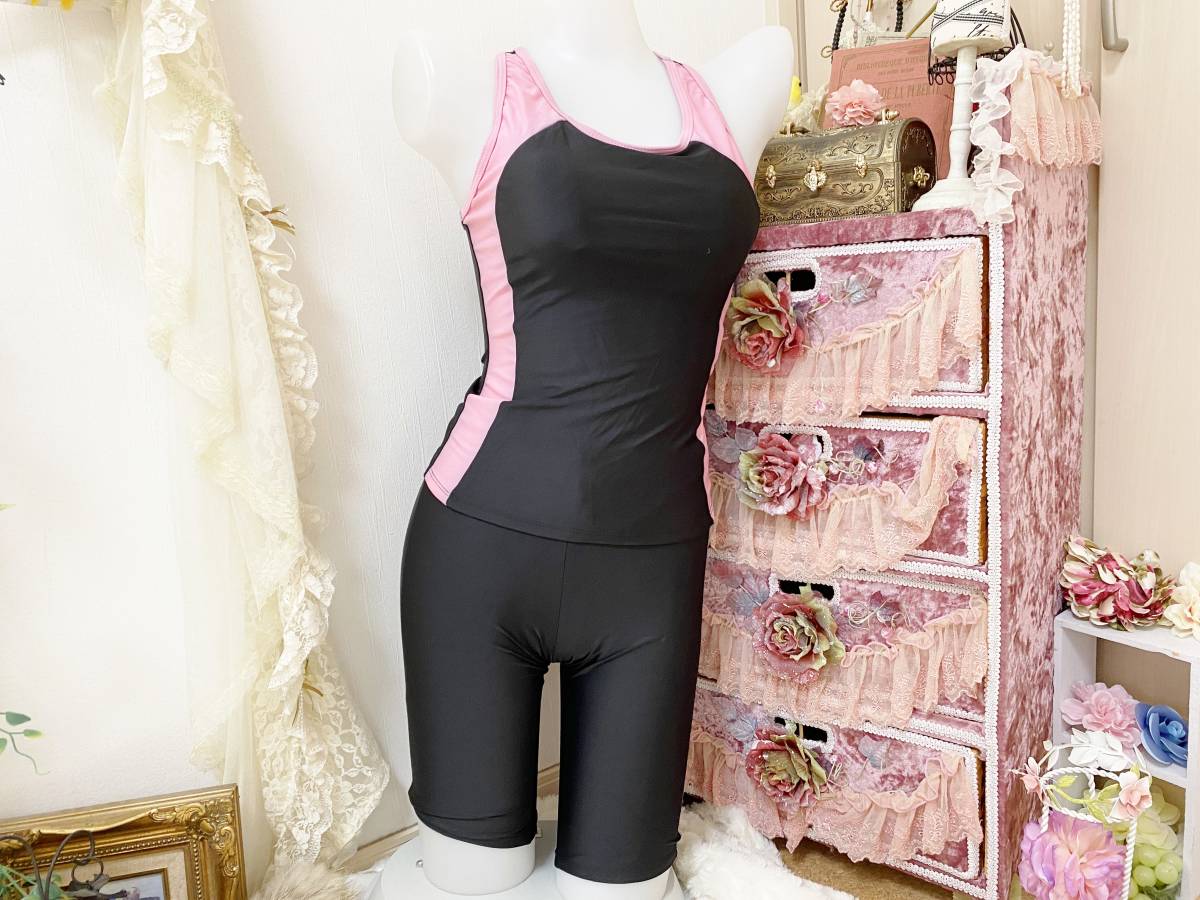  Lady's swimsuit 7S size :10303+U* no sleeve tankini / fitness swimsuit / yoga * running wear * lining color .. equipped a bit with translation B goods *