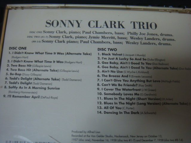 SONNY CLARK TRIO 完全版 東芝 BLUE NOTE COMPLETE SERIES ヴァンゲルダーマスタリング 2cd ソニー クラーク トリオ_画像2