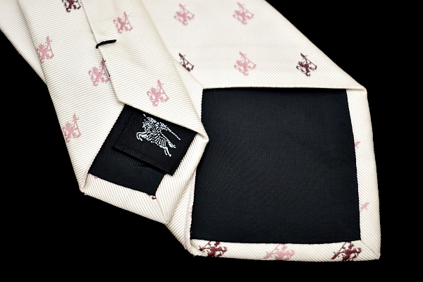 N-2175* бесплатная доставка *BURBERRY BLACK LABEL Burberry Black Label * стандартный товар три . association белый Logo мелкий рисунок рисунок ткань ткань шелк галстук 