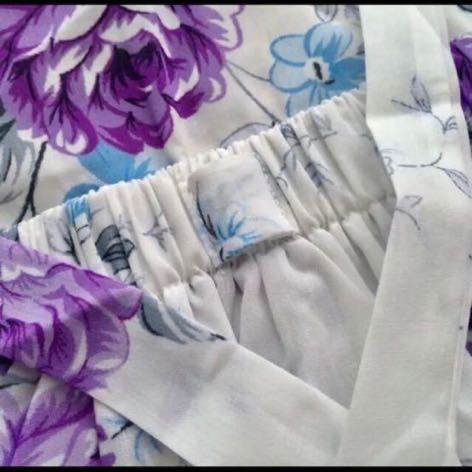  free shipping new goods 90 floral print One-piece baby Kids summer dress tunic flower white skirt race purple color purple ribbon 