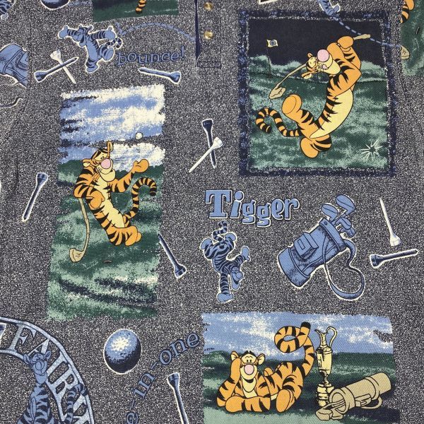 [ rare ]Disney Disney deer. . Tiger total pattern print polo-shirt with short sleeves XL size corresponding character Golf 