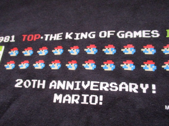 激レア 20周年 日本製 正規品　キングオブゲームス　マリオ　ブラザーズ　黒　アニバーサリー　Tシャツ　ドット絵　ファミコン　サイズ不明_画像2