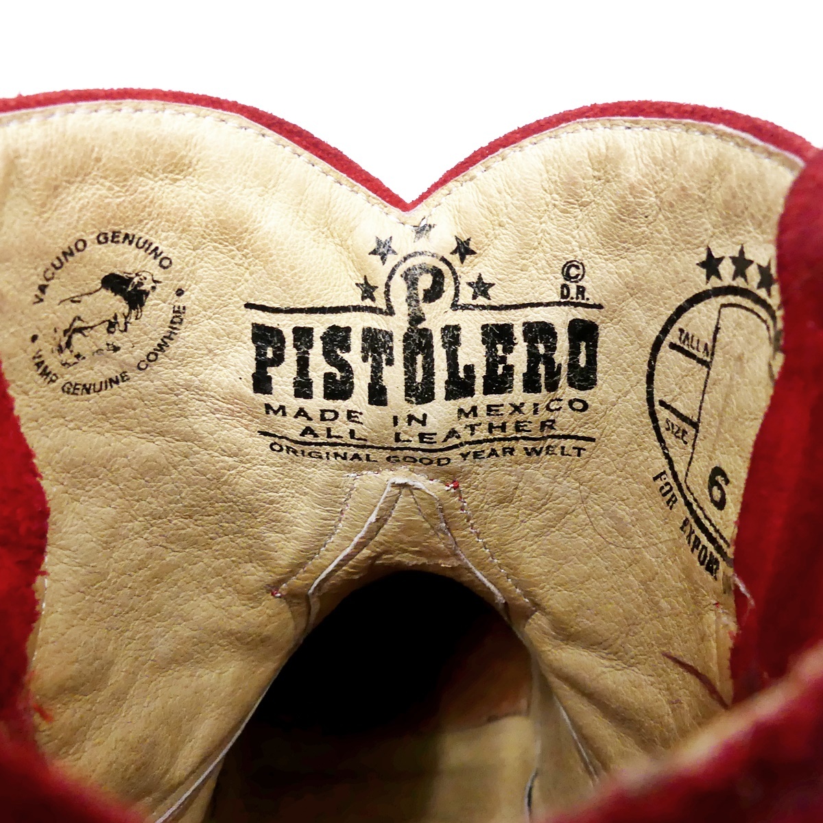 即決★メキシコ製 PISTOLERO TOMMY GIRL 別注★24cm位 レザーショートウエスタンブーツ ピストレロ トミーガール レディース 6 赤 本革_画像8