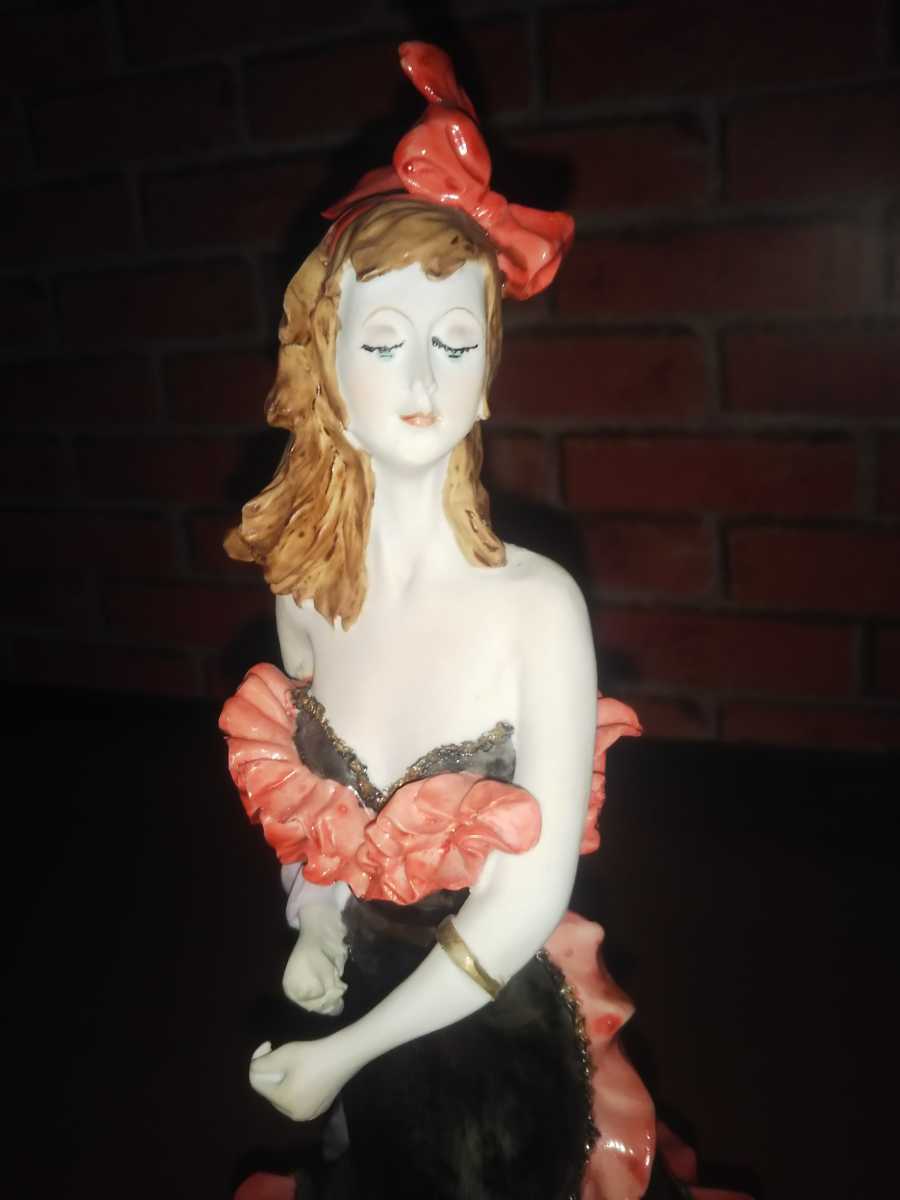 アンティーク ビンテージ 人形 女性 フィギュリン 陶器 置物 高さ34cm 西洋美術 フィギュア bureau j.c_画像2