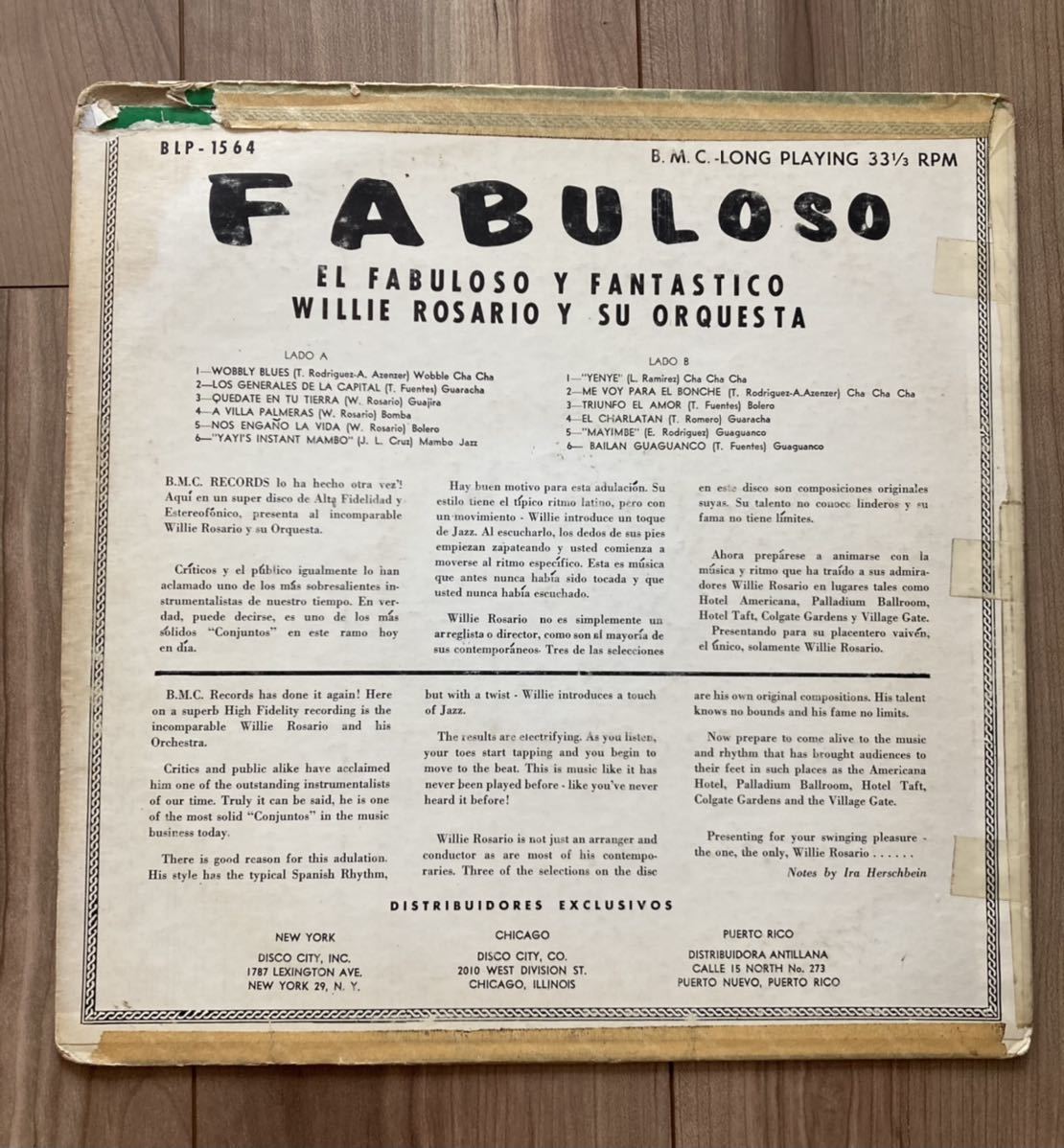  mega редкость запись #Willie Rosario Y Su Orquesta Fabuloso Fantastico оригинал US запись #.... сосна .. Хара mambo jazz