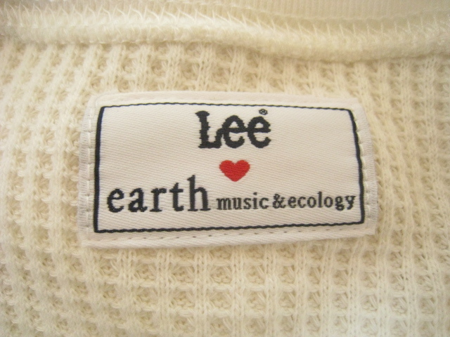 Lee×earth music&ecology リー×アースミュージック＆エコロジー ワンピース ひざ丈 長袖 丸首 アイボリー フリーサイズ_画像7