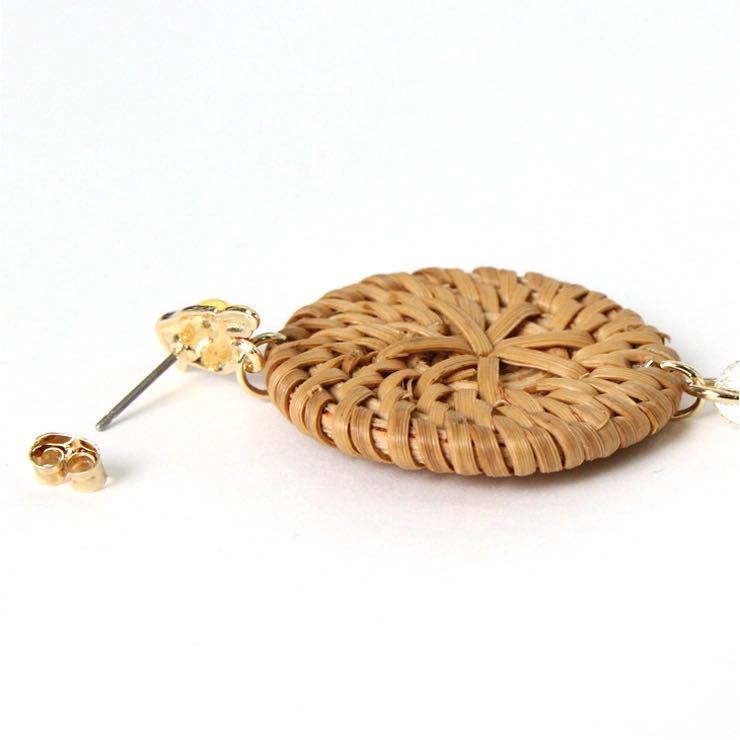 REAL STYLE アシンメトリーバードモチーフピアス　ブラウン_画像6