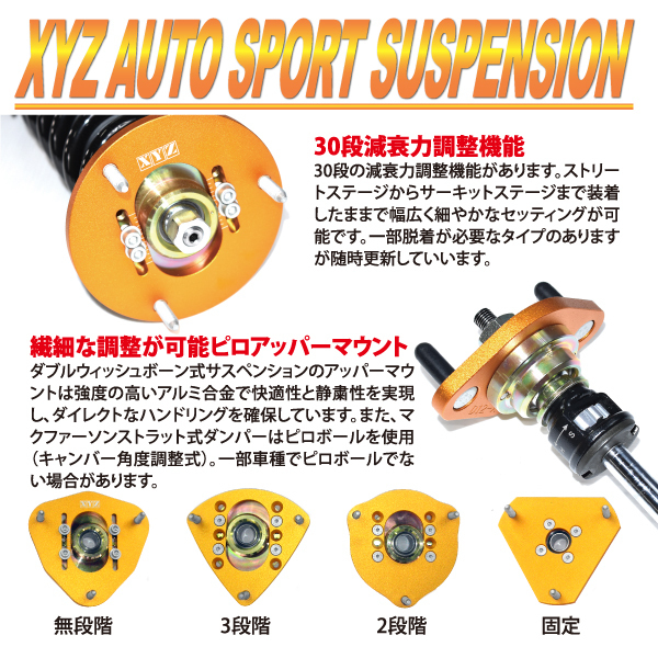 XYZ 車高調 プロナード MCX20 トヨタ TS Type TS-TO12-B フルタップ車高調 全長調整式車高調 減衰力調整付 車高調整キット_画像4