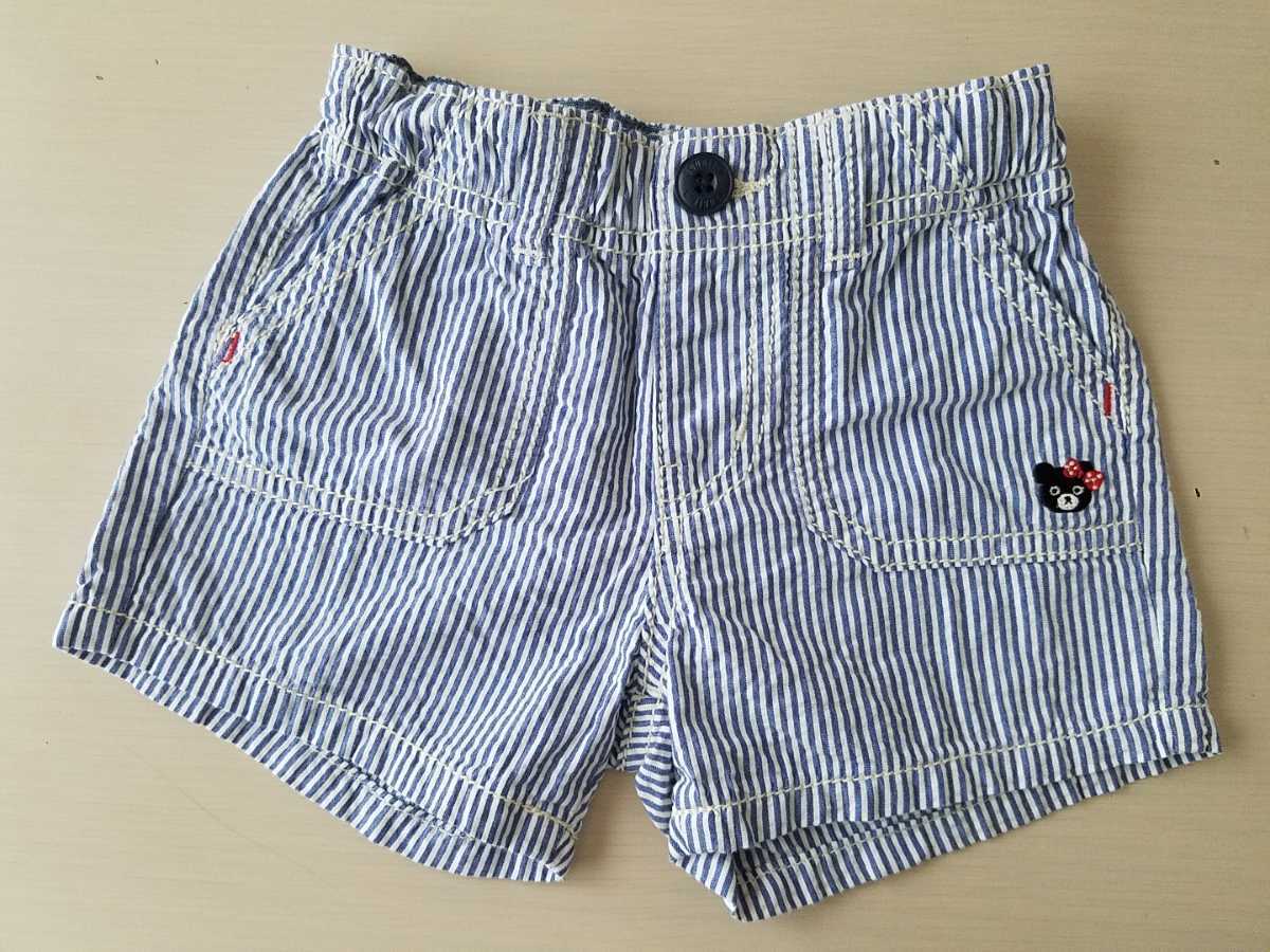美品2点セット■ミキハウス タブルB■90サイズ デニムショートパンツ&ストライプ柄/女の子夏物半ズボン キッズボトムスダブルビー子